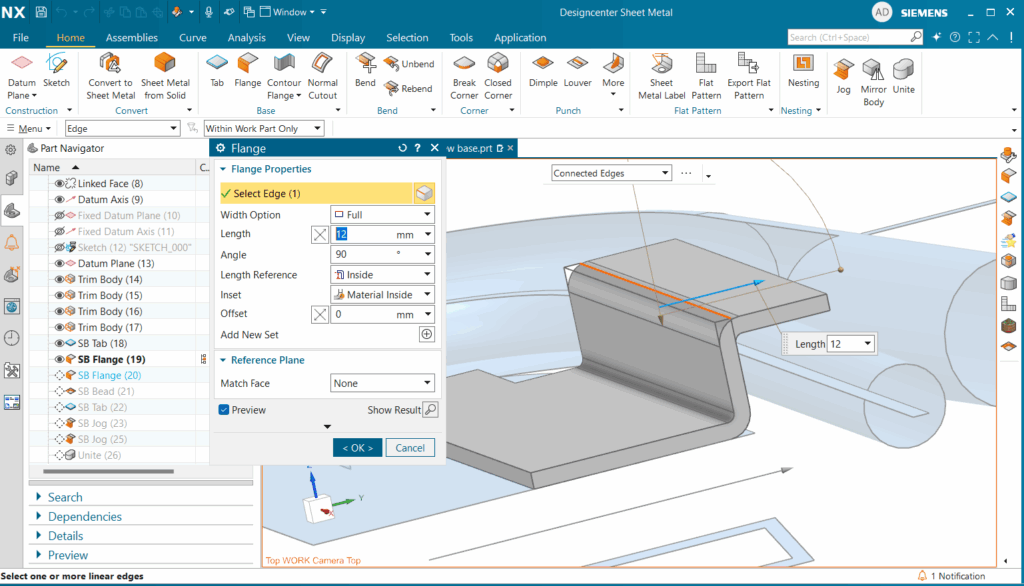 Ảnh hai gờ Flange 12mm vừa được tạo ra.