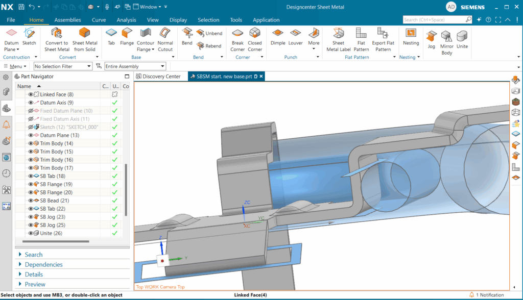 Góc nhìn bên cho thấy hai gờ đã cách biệt hình tham chiếu.