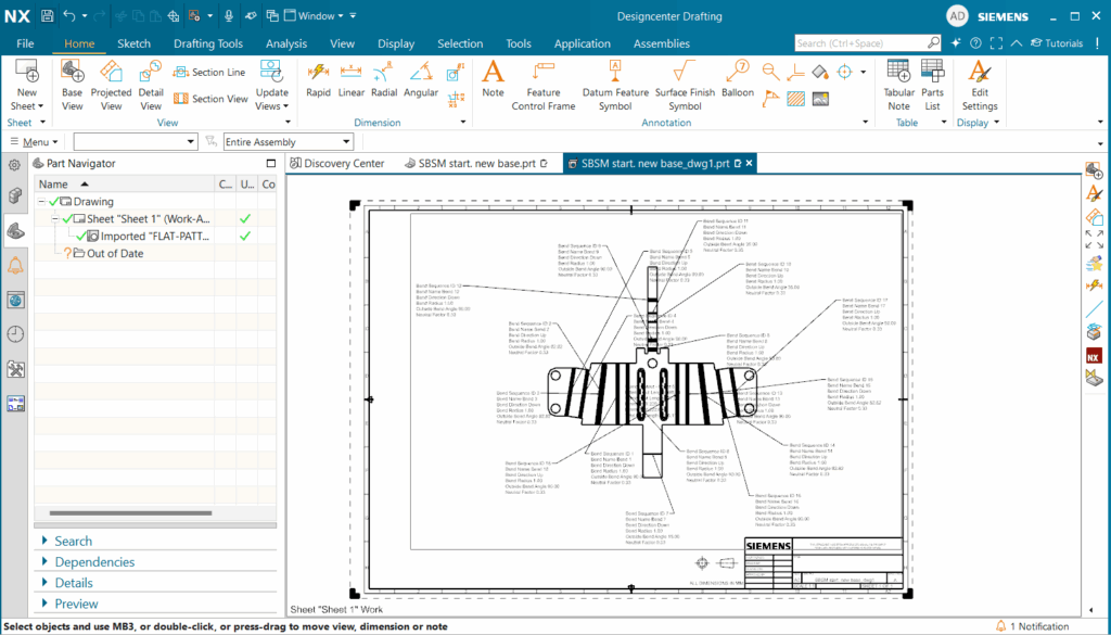 Bản vẽ Flat Pattern cuối cùng đã được trình bày đầy đủ thông tin trên hình vẽ.