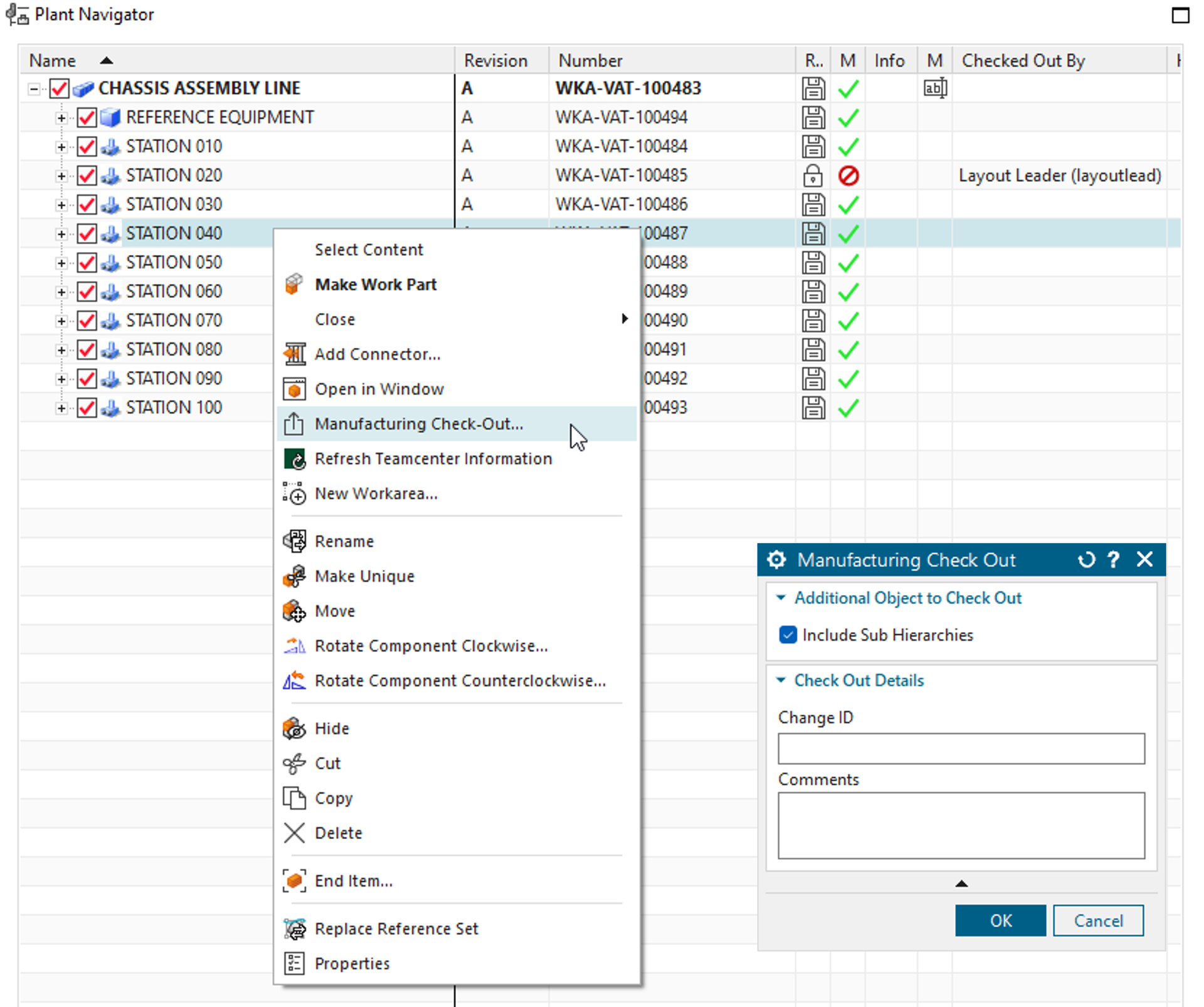 Kế hoạch layout chuyền sản xuất đồng thời, quản lý quyền chỉnh sửa từng thành phần