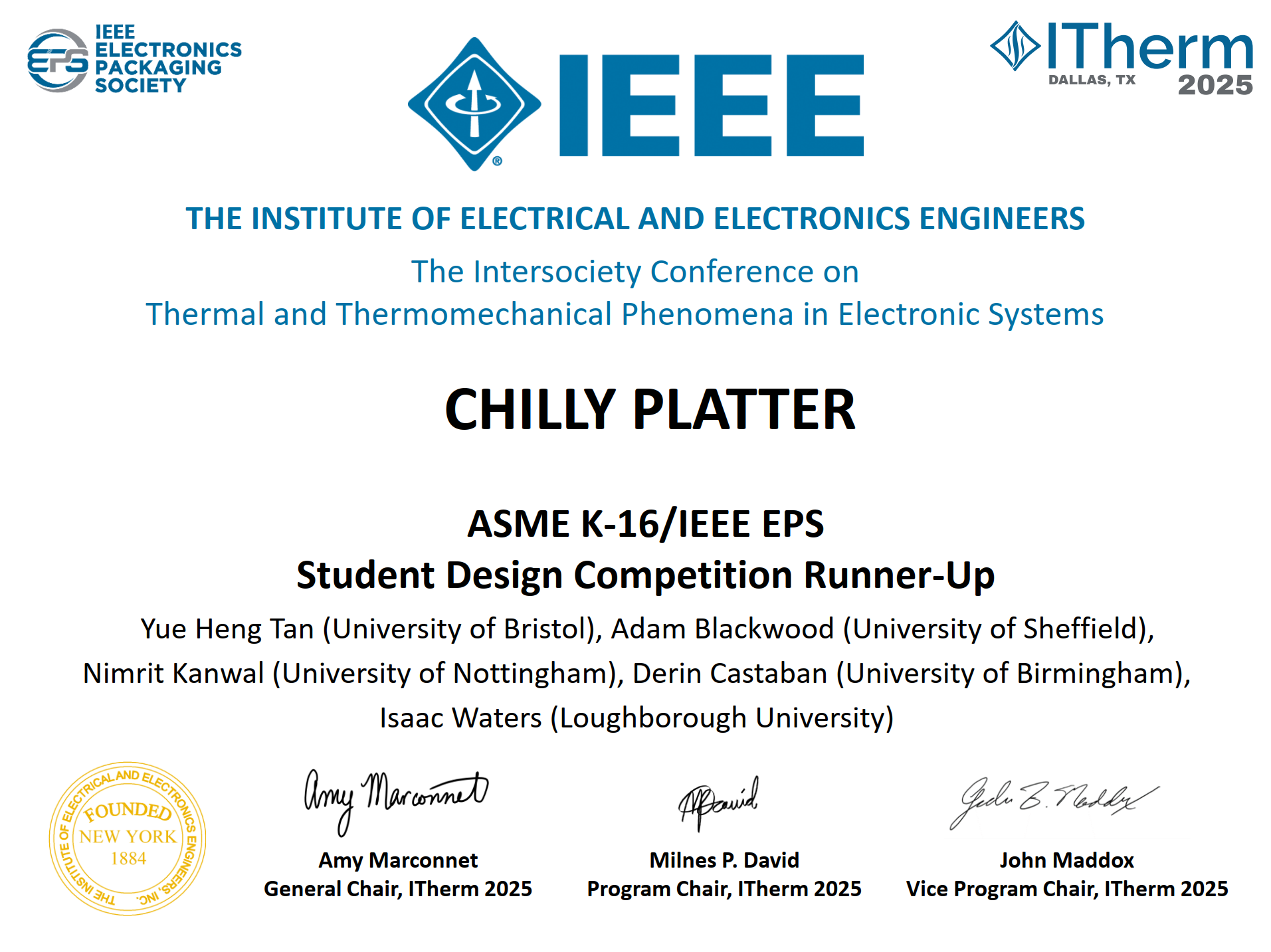 Giấy chứng nhận giải nhì – Thiết kế Chilly Platter