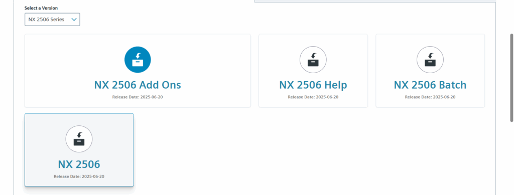 Nút tải về phiên bản NX mới nhất trên Siemens Support Center